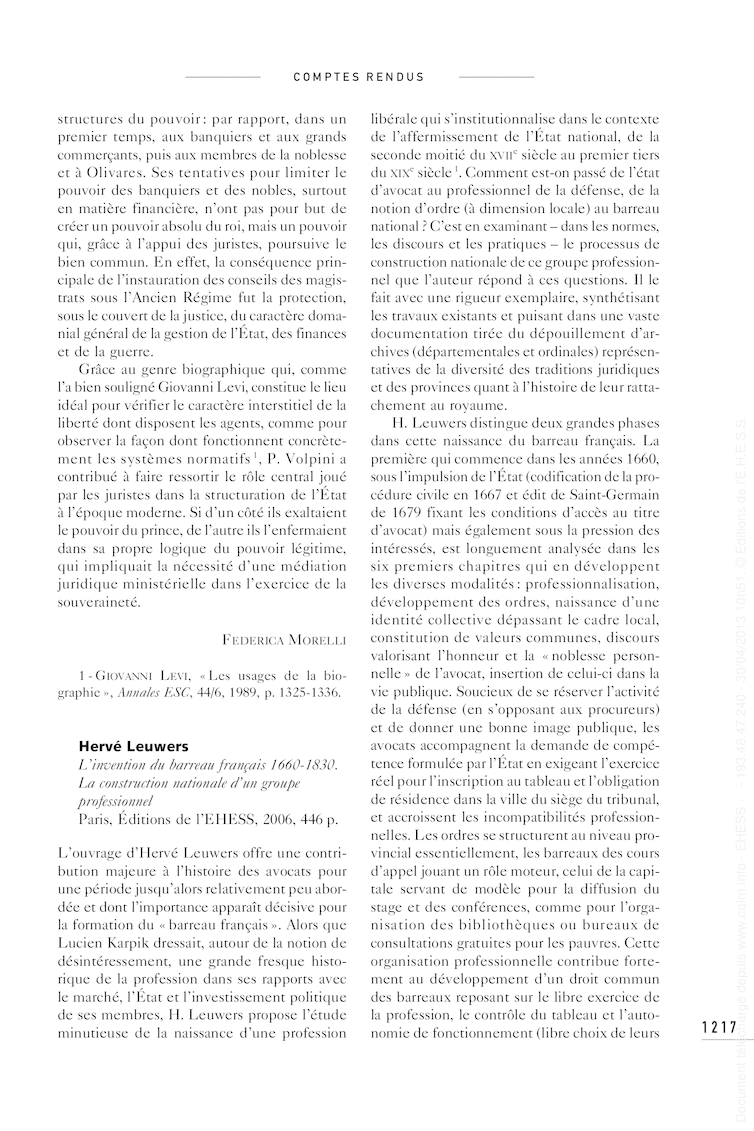 Open gallery for L’invention du barreau français 1660-1830