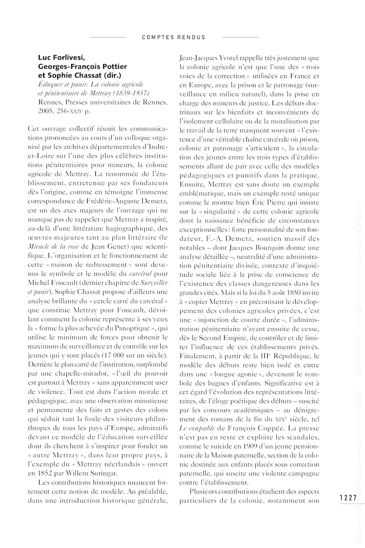 Open gallery for Éduquer et punir