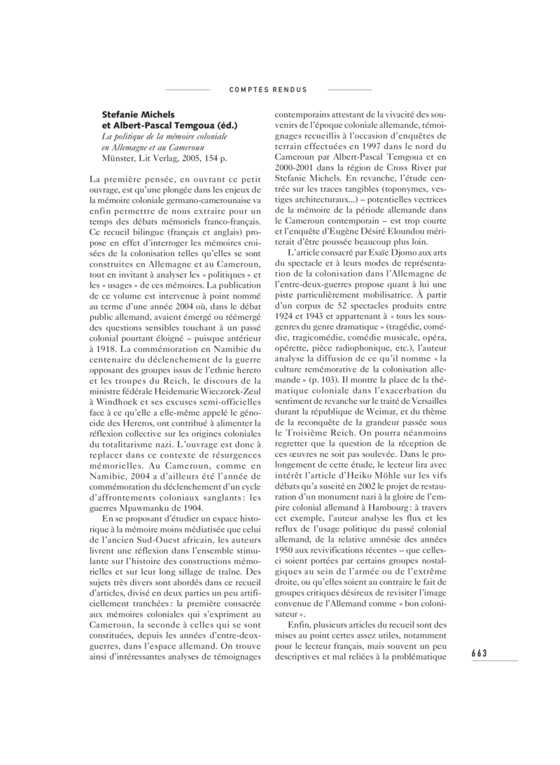 Open gallery for La politique de la mémoire coloniale en Allemagne et au Cameroun
