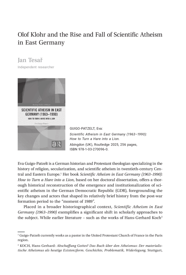 Open gallery for Scientific Atheism in East Germany (1963–1990)