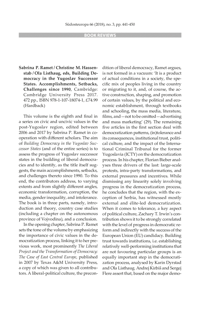 Open gallery for Building Democracy in the Yugoslav Successor States
