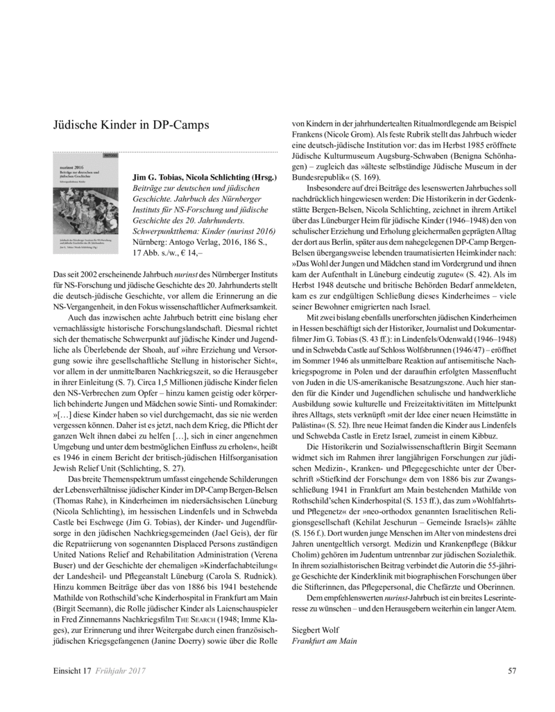 Open gallery for nunrinst. Beiträge zur deutschen und jüdischen Geschichte. Jahrbuch des Nürnberger Instituts für NS-Forschung und jüdische Geschichte des 20. Jahrhunderts
