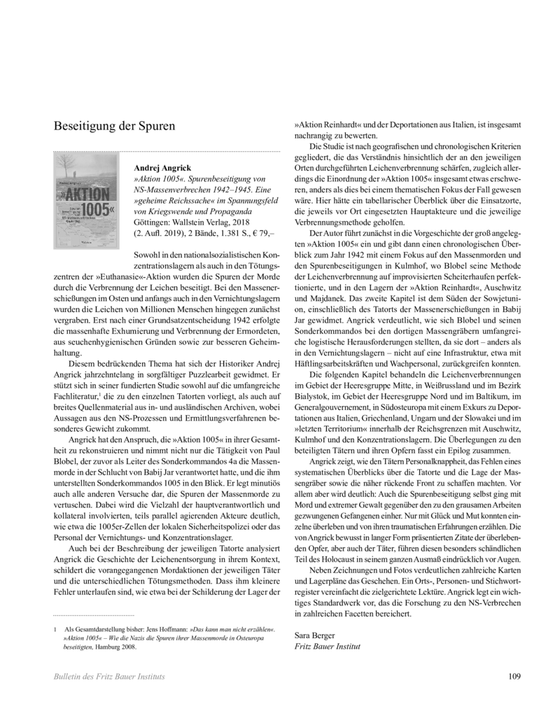 Open gallery for »Aktion 1005« – Spurenbeseitigung von NS-Massenverbrechen 1942–1945