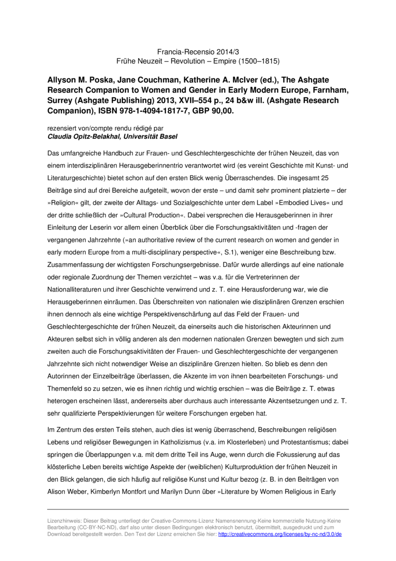 Open gallery for The Ashgate Research Companion to Women and Gender in Early Modern Europe