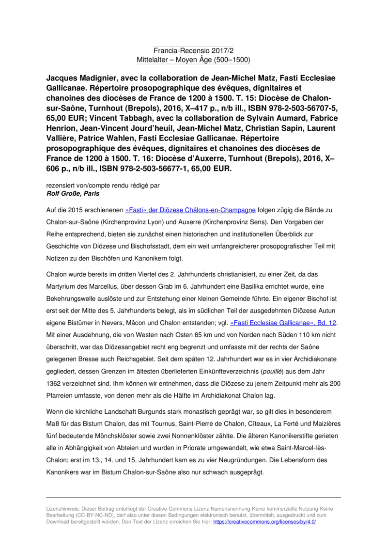 Open gallery for Fasti Ecclesiae Gallicanae. Répertoire prosopographique des évêques, dignitaires et chanoines des diocèses de France de 1200 à 1500