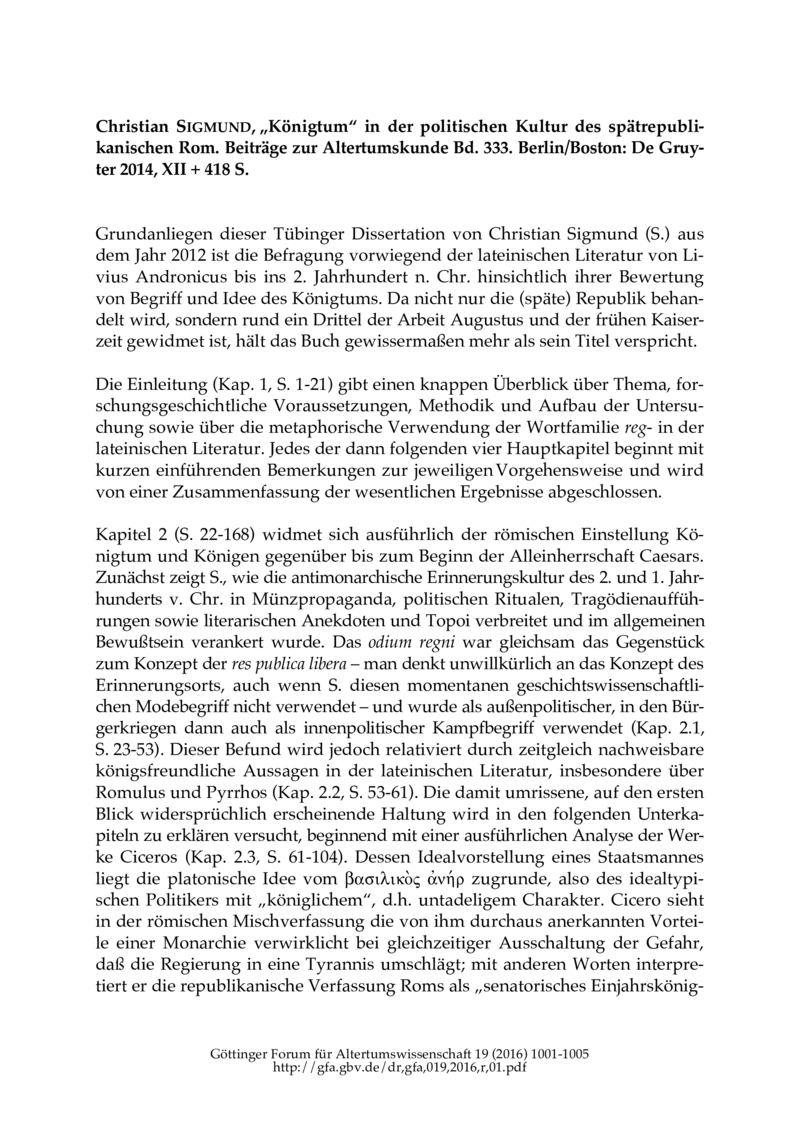 Open gallery for „Königtum“ in der politischen Kultur des spätrepublikanischen Rom