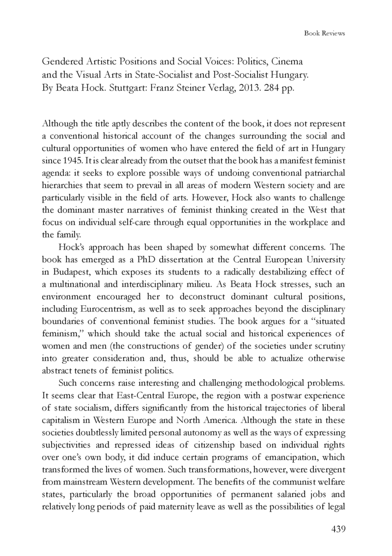 Open gallery for Gendered Artistic Positions and Social Voices