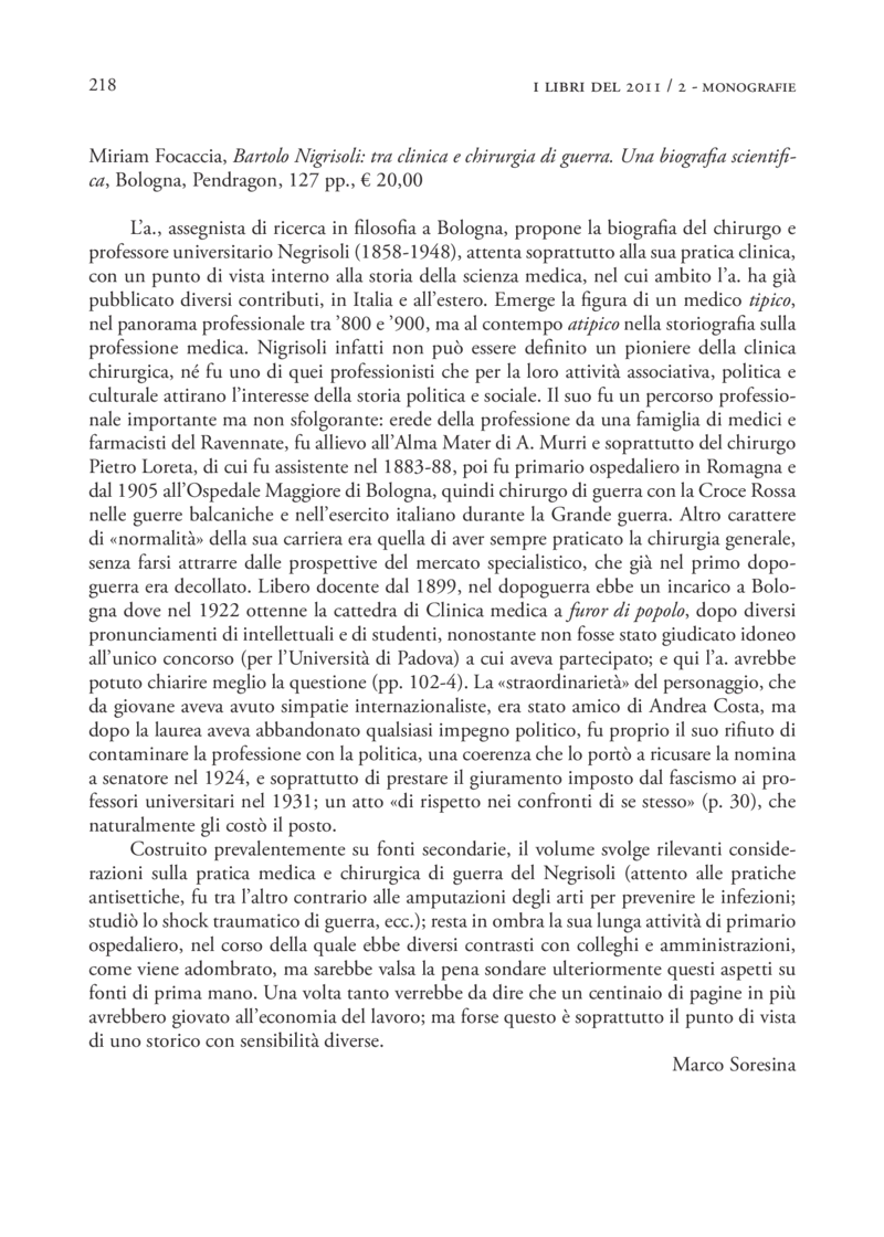 Open gallery for Bartolo Nigrisoli: tra clinica e chirurgia di guerra