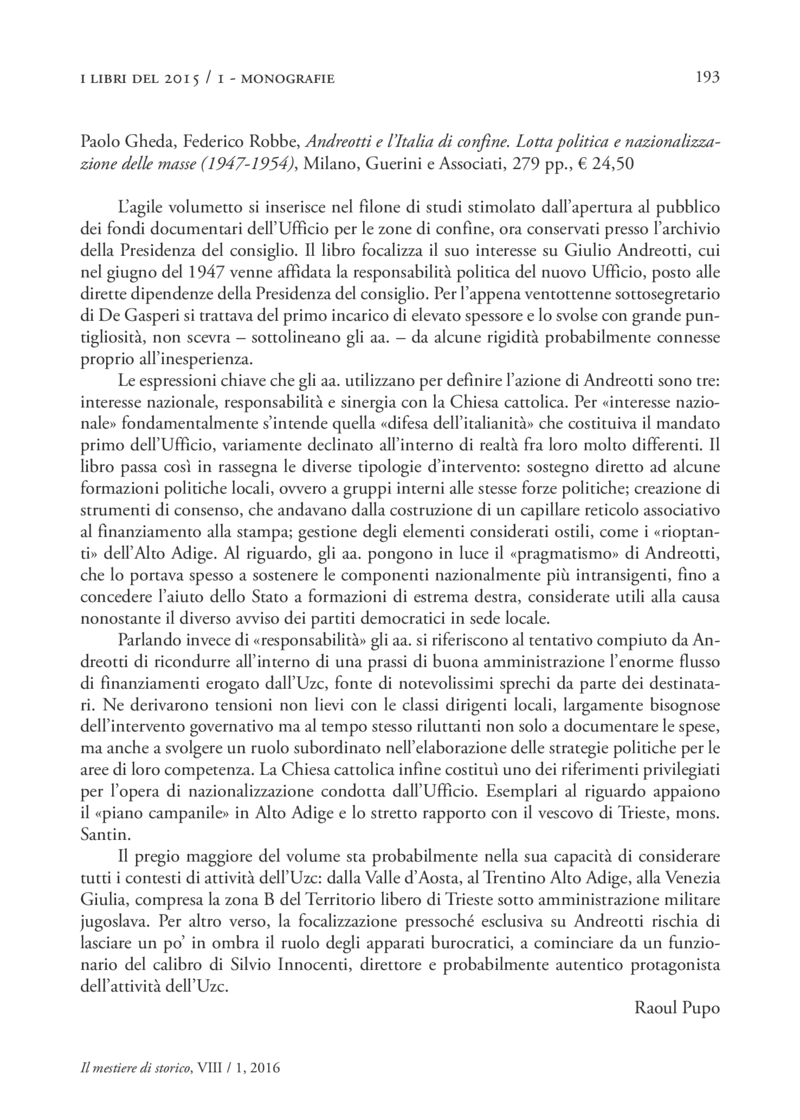 Open gallery for Andreotti e l’Italia di confine