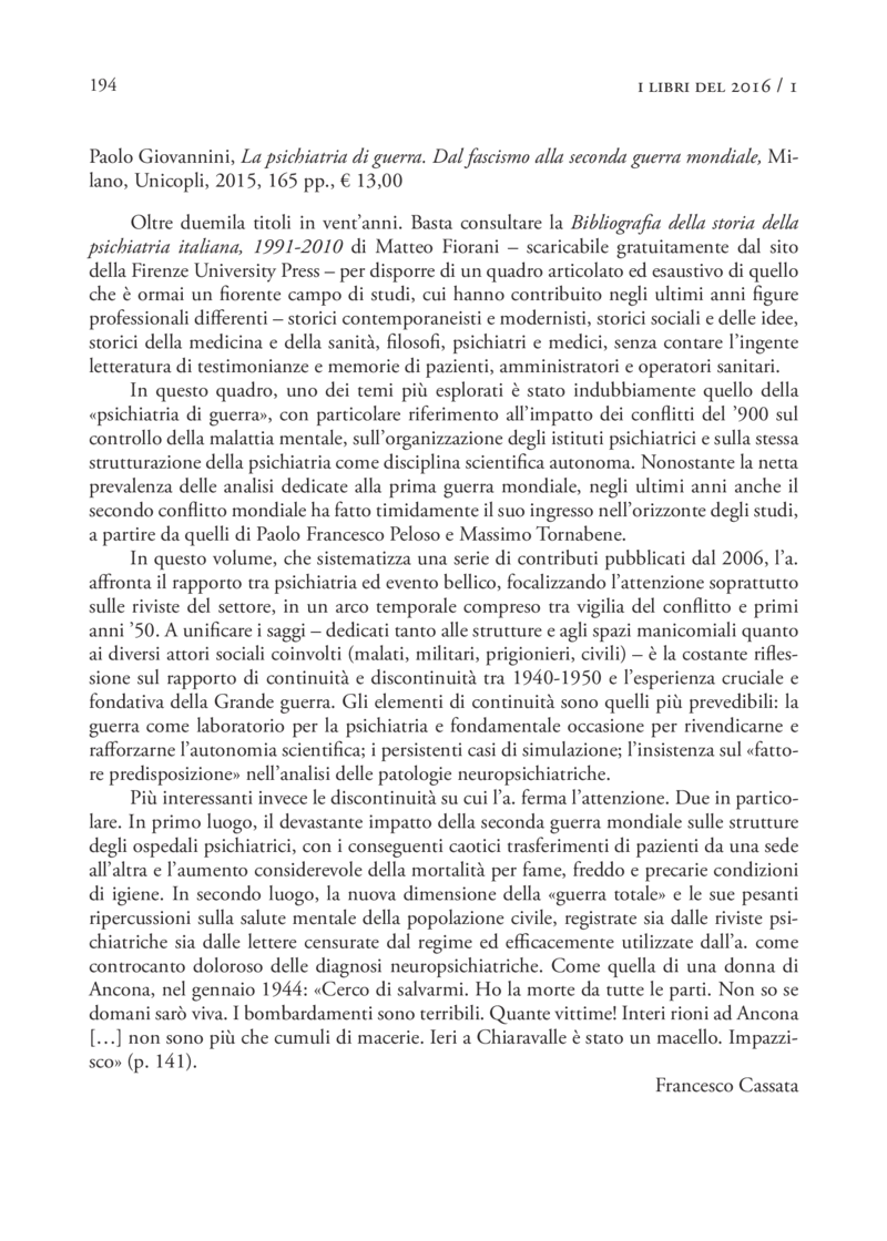 Open gallery for La psichiatria di guerra