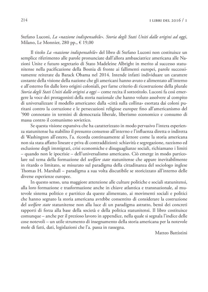 Open gallery for La «nazione indispensabile»