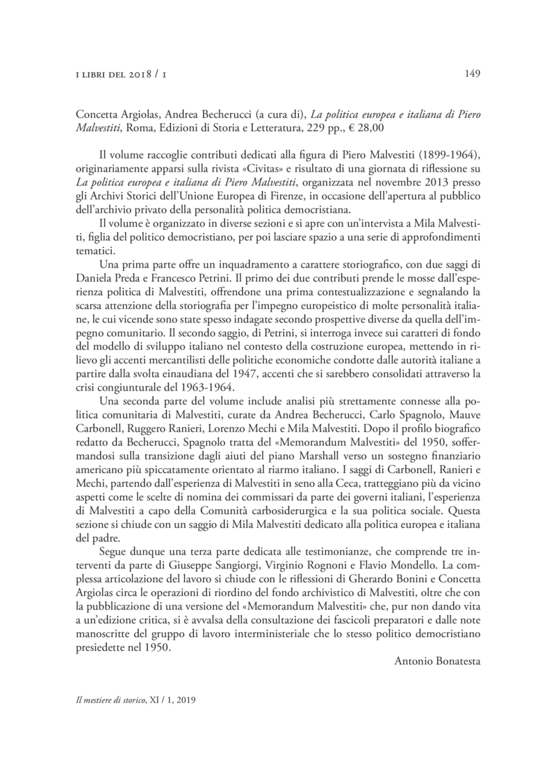 Open gallery for La politica europea e italiana di Piero Malvestiti