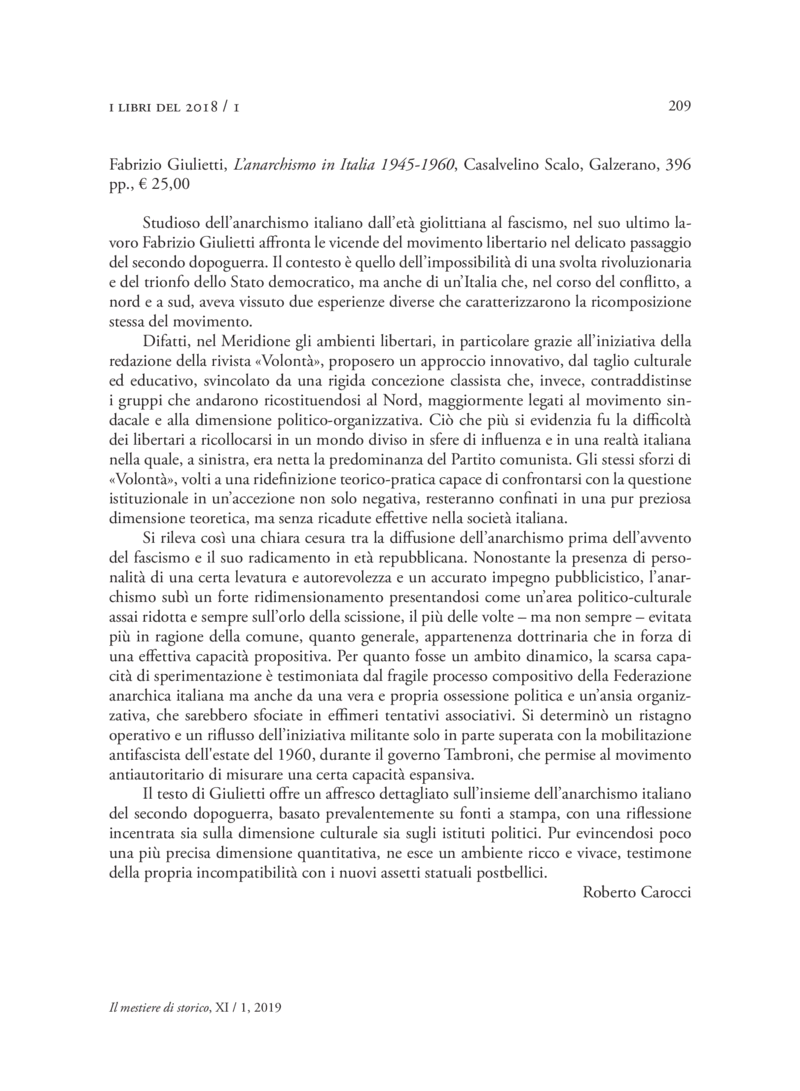 Open gallery for L’anarchismo in Italia 1945–1960