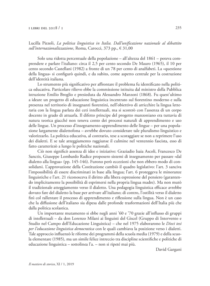 Open gallery for La politica linguistica in Italia