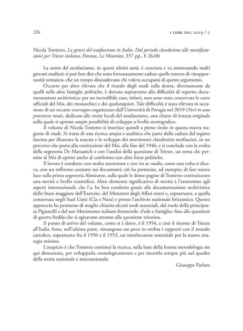 Open gallery for La genesi del neofascismo in Italia