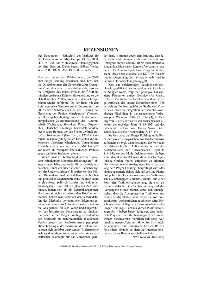 Open gallery for Der Donauraum - Zeitschrift des Institutes für den Donauraum und Mitteleuropa