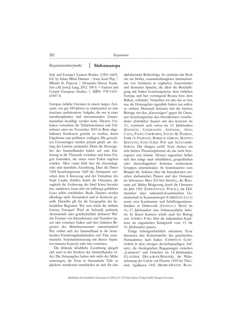 Open gallery for Italy and Europe's Eastern Border (1204–1669)