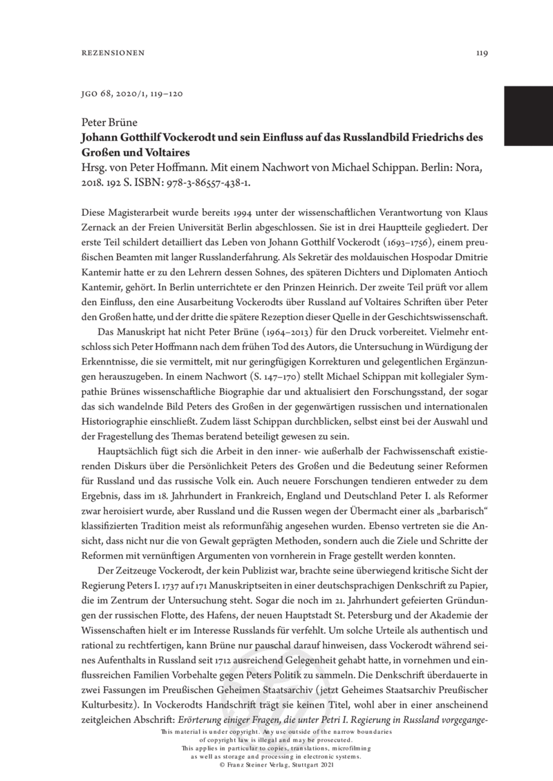 Open gallery for Johann Gotthilf Vockerodt und sein Einfluss auf das Russlandbild Friedrichs des Großen und Voltaires