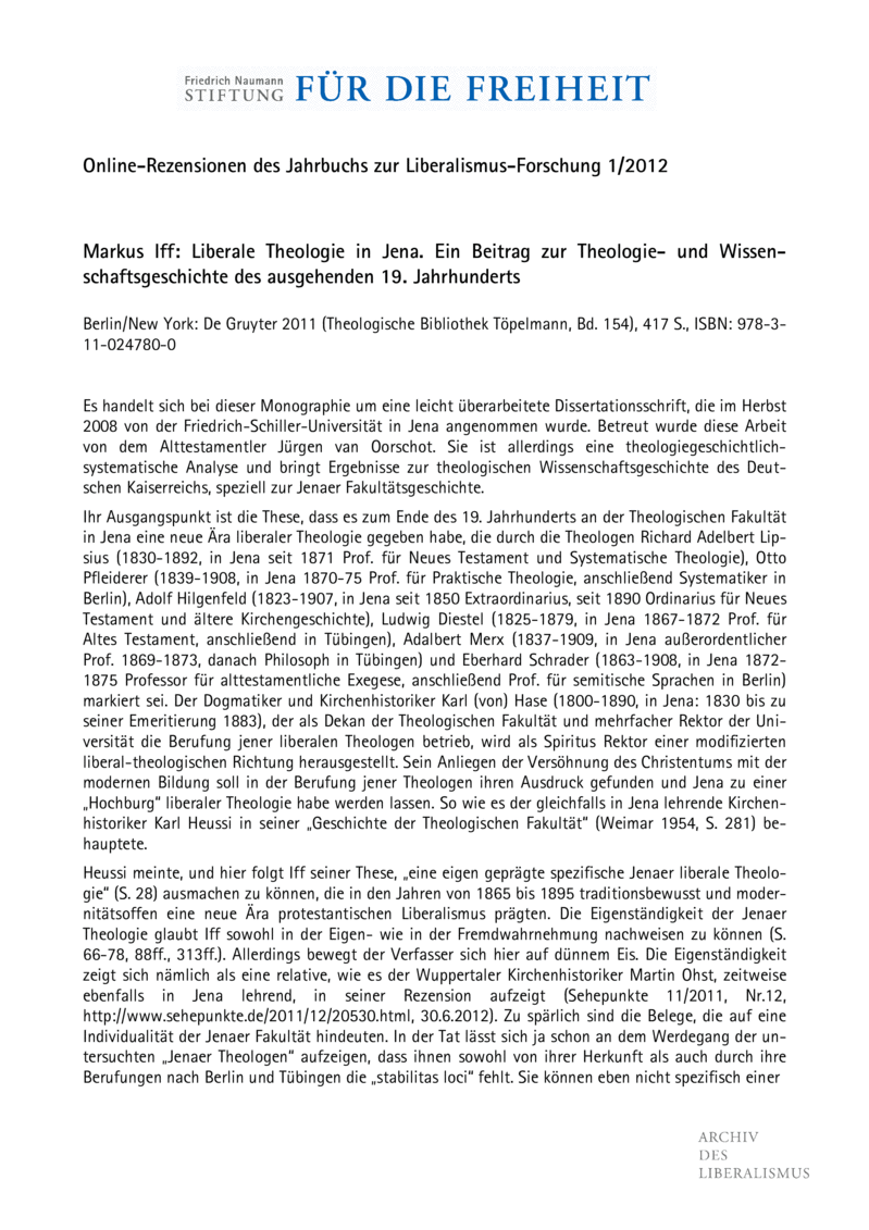 Open gallery for Liberale Theologie in Jena