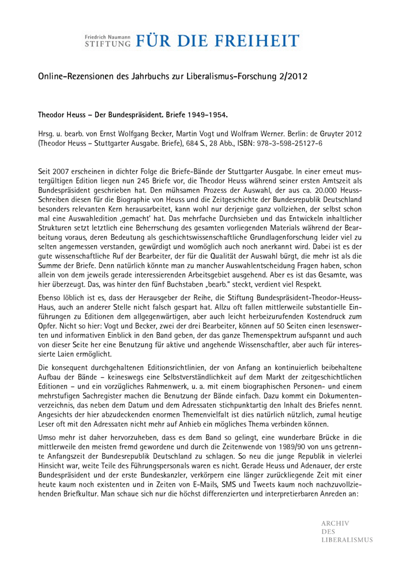 Open gallery for Theodor Heuss – Der Bundespräsident