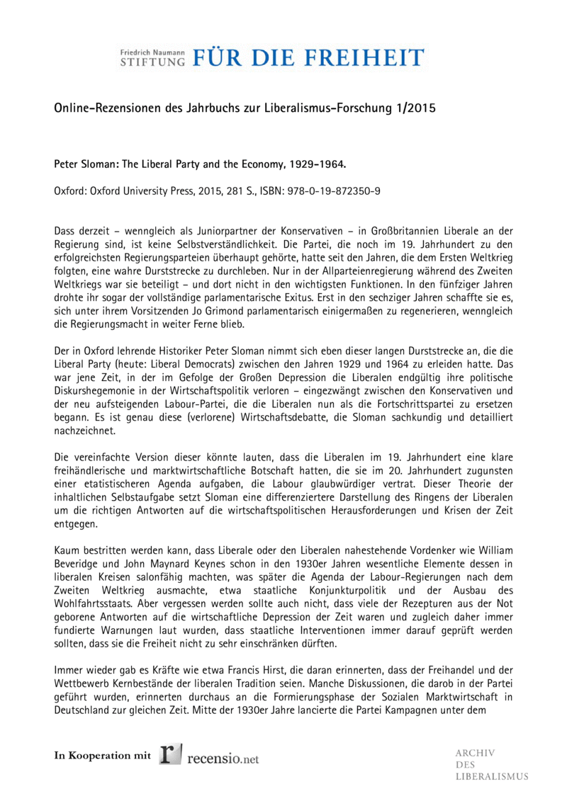 Open gallery for The Liberal Party and the Economy, 1929-1964