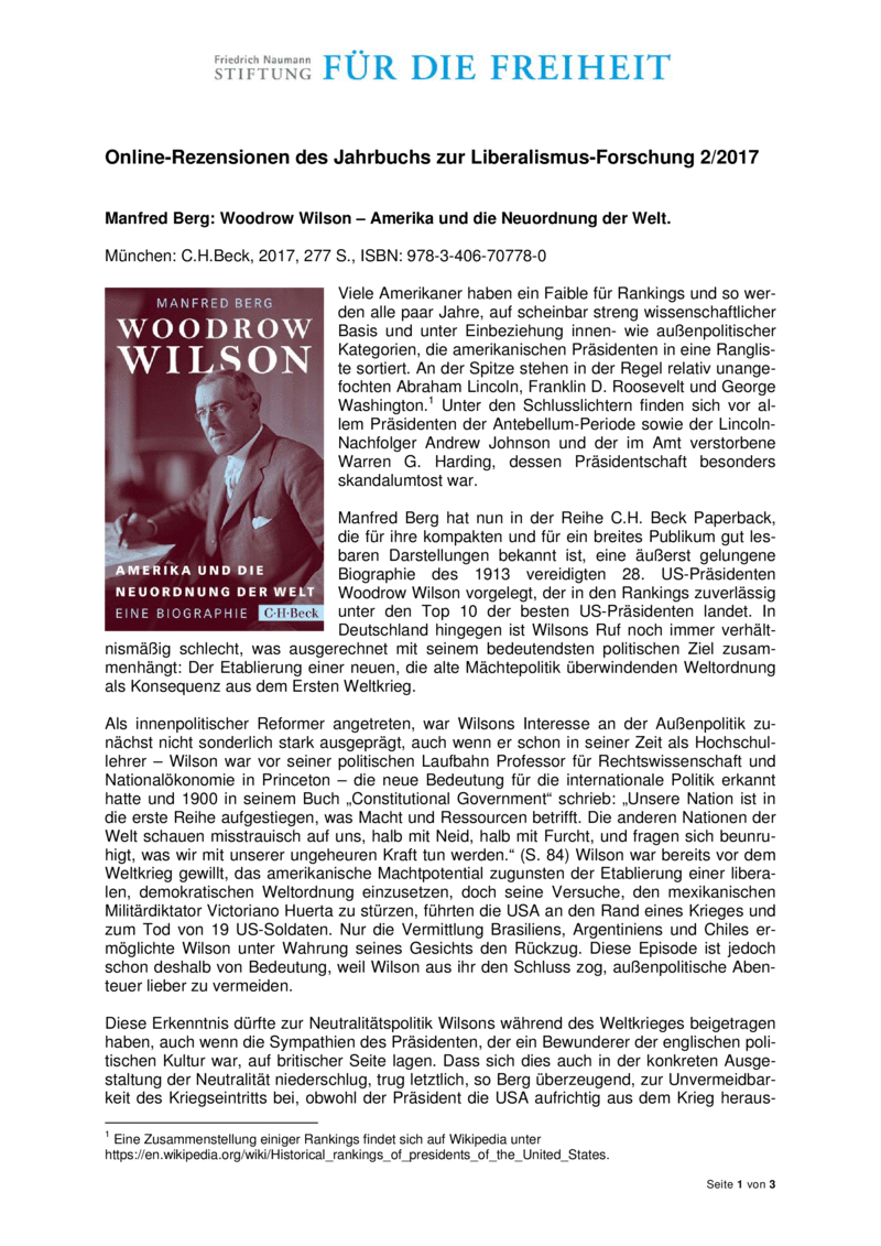 Open gallery for Woodrow Wilson – Amerika und die Neuordnung der Welt