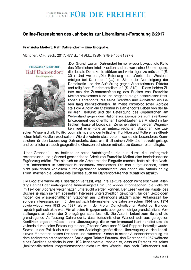 Open gallery for Ralf Dahrendorf – Eine Biografie