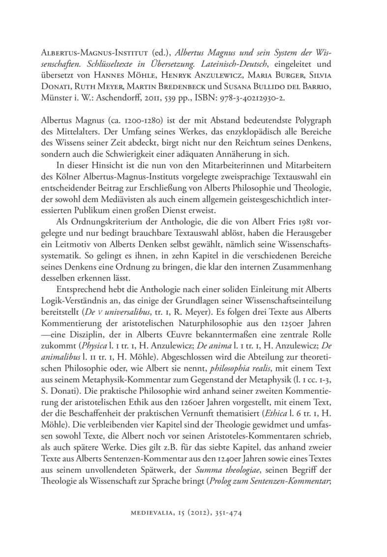 Open gallery for Albertus Magnus und sein System der Wissenschaften