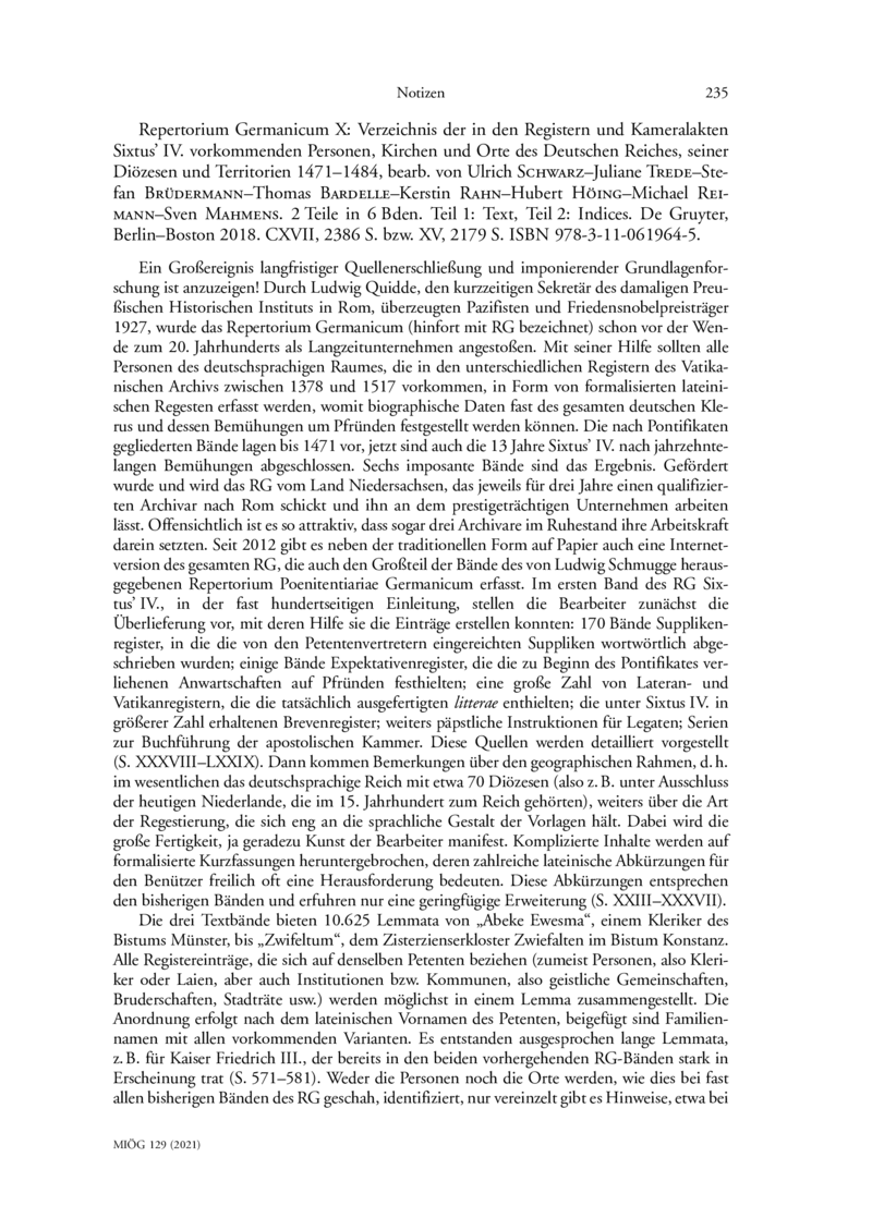 Open gallery for Verzeichnis der in den Registern und Kameralakten Sixtus’ IV. vorkommenden Personen, Kirchen und Orte des Deutschen Reiches, seiner Diözesen und Territorien 1471–1484