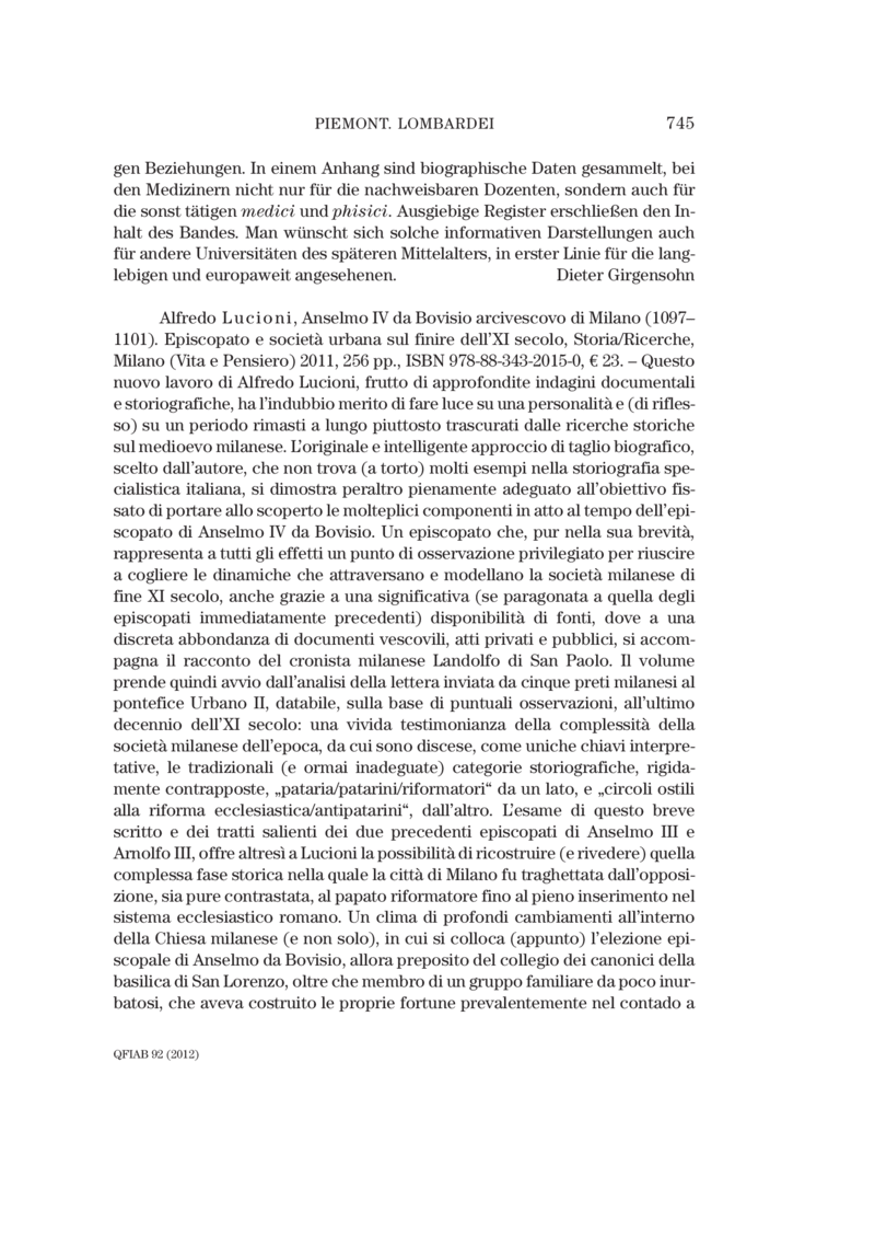 Open gallery for Anselmo IV da Bovisio arcivescovo di Milano (1097–1101)