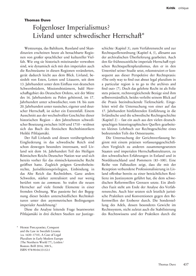 Open gallery for Conquest and the Law in Swedish Livonia (ca. 1630–1710)