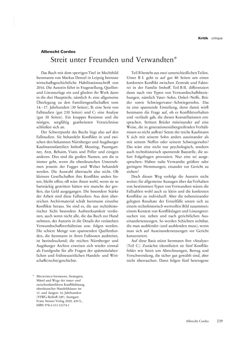 Open gallery for Strategien, Mittel und Wege der inner- und zwischenfamiliären Konfliktlösung oberdeutscher Handelshäuser im 15. und "langen" 16. Jahrhundert