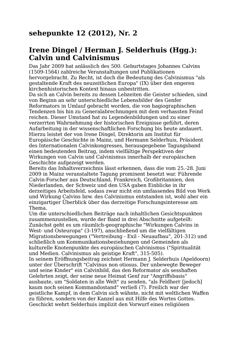 Open gallery for Calvin und Calvinismus
