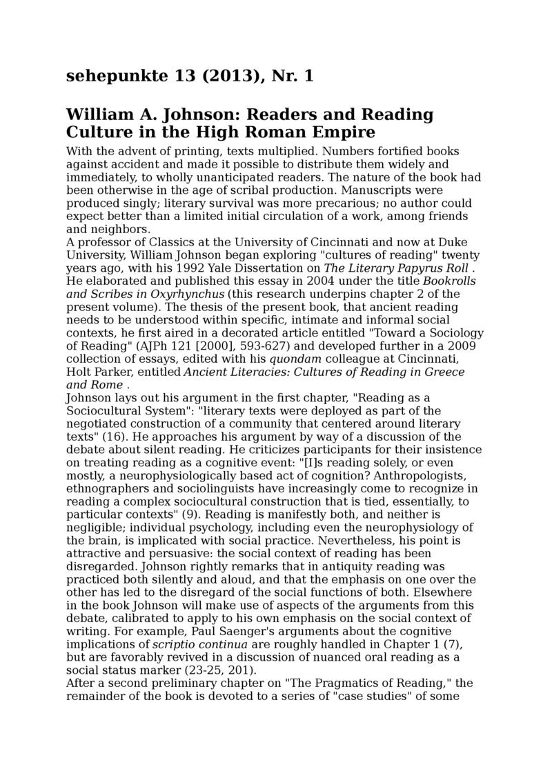 Open gallery for Readers and Reading Culture in the High Roman Empire