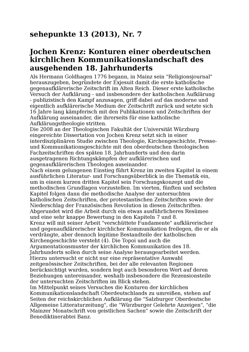Open gallery for Konturen einer oberdeutschen kirchlichen Kommunikationslandschaft des ausgehenden 18. Jahrhunderts
