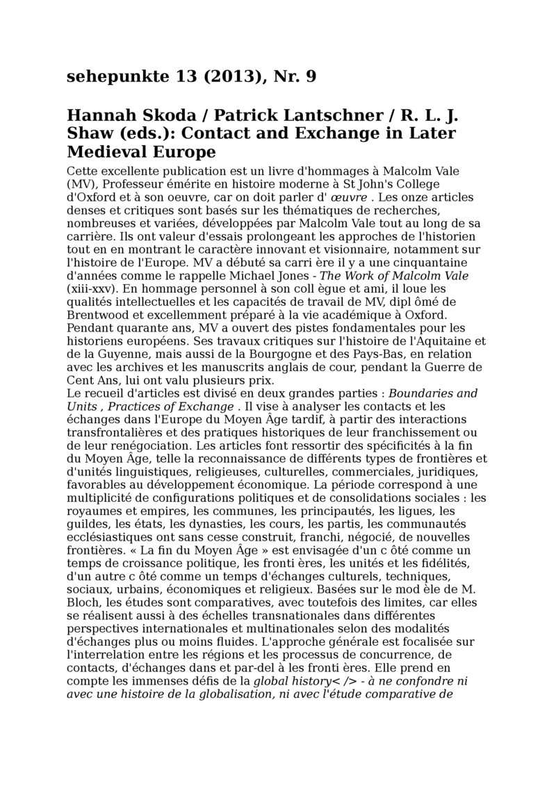 Open gallery for Contact and Exchange in Later Medieval Europe