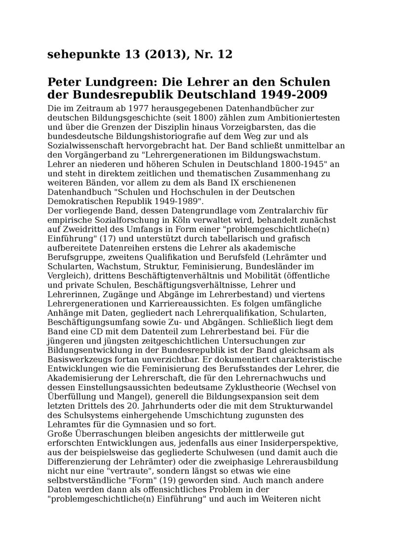 Open gallery for Die Lehrer an den Schulen der Bundesrepublik Deutschland 1949-2009