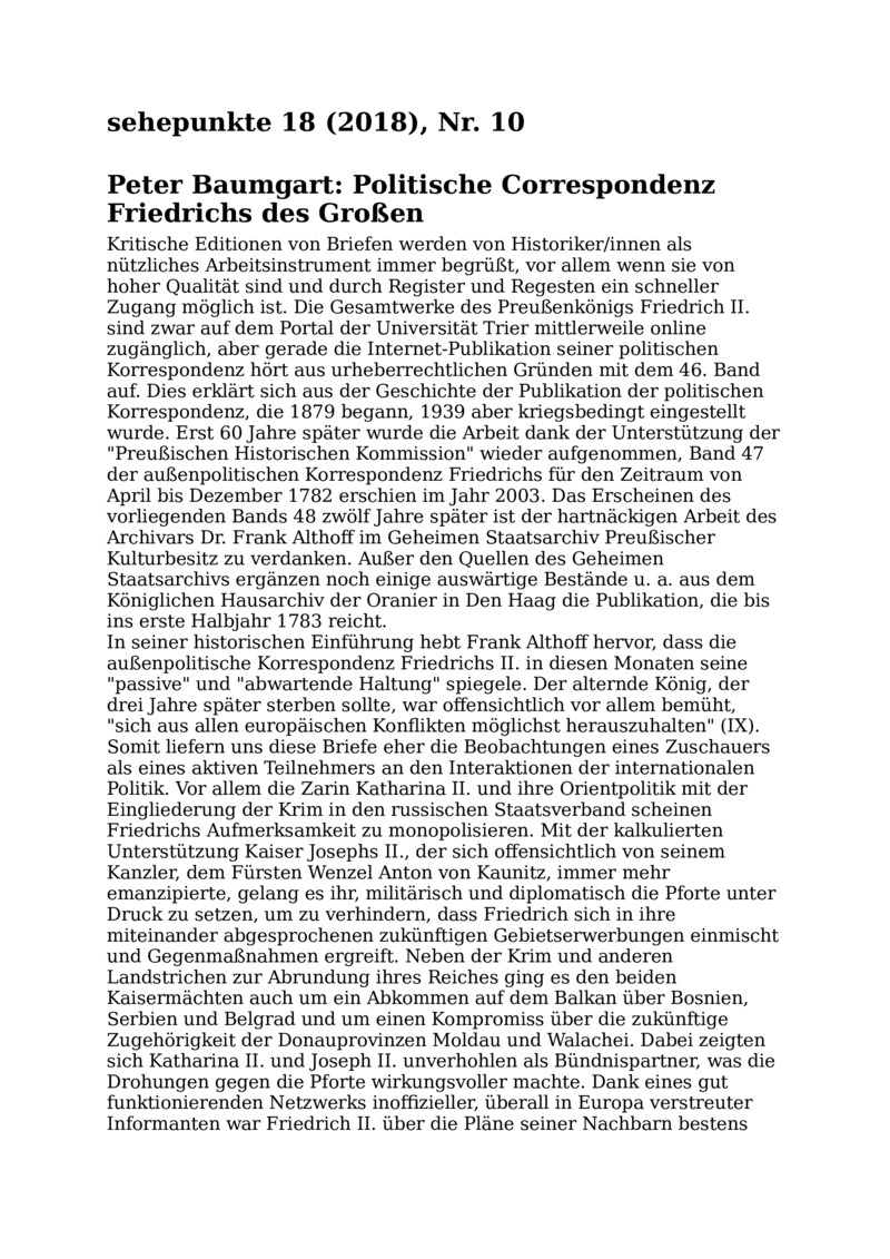 Open gallery for Politische Correspondenz Friedrichs des Großen