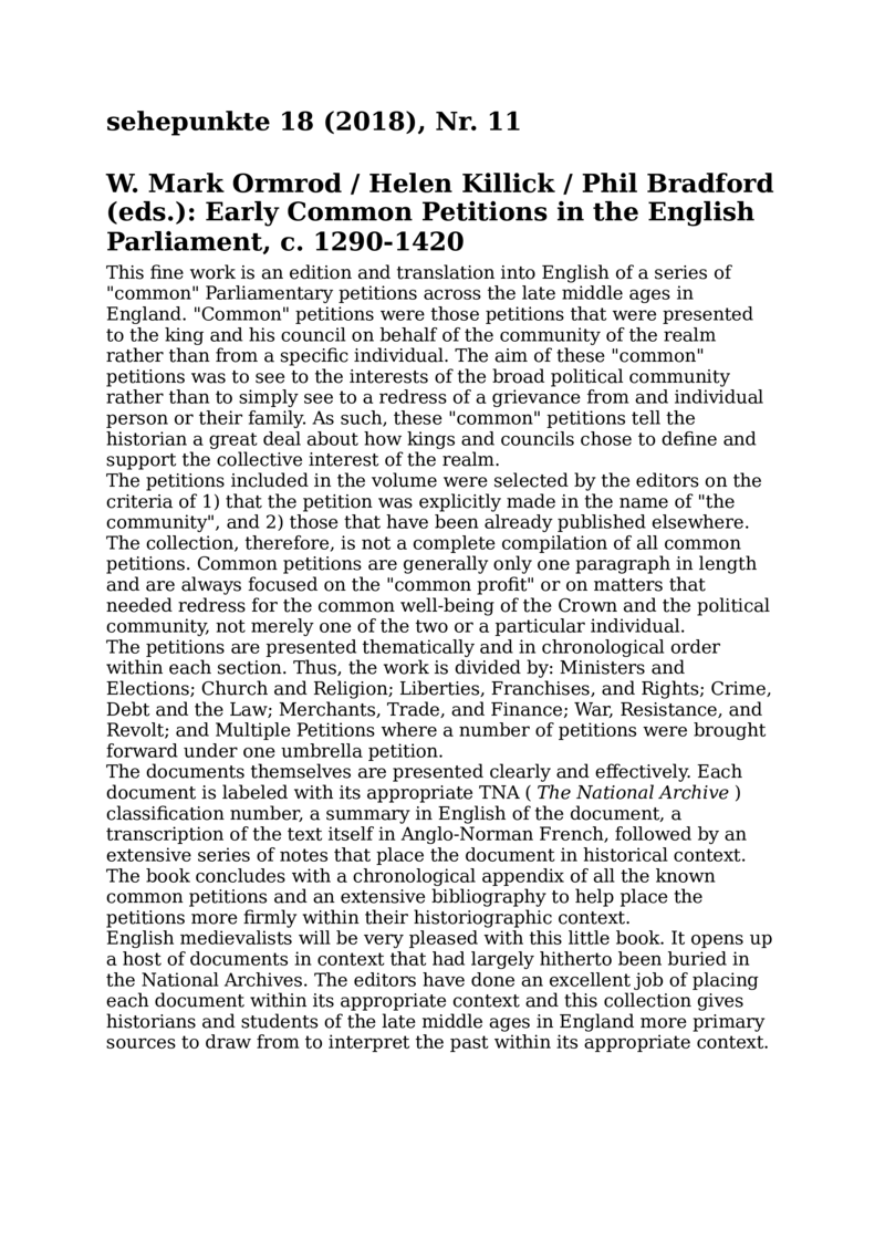 Open gallery for Early Common Petitions in the English Parliament, c. 1290–1420