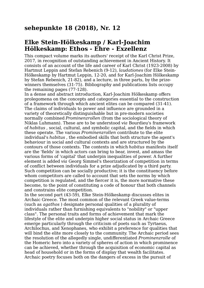 Open gallery for Ethos – Ehre – Exzellenz