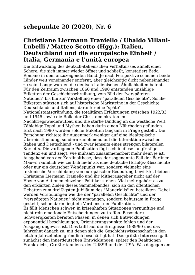 Open gallery for Italien, Deutschland und die europäische Einheit