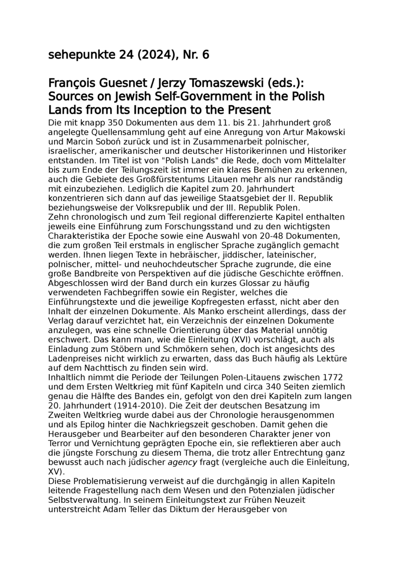 Open gallery for Sources on Jewish Self-Government in the Polish Lands from Its Inception to the Present