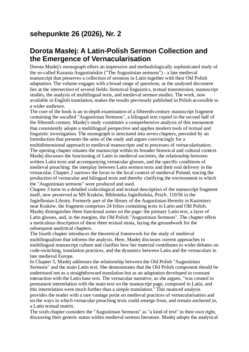 Open gallery for A Latin-Polish Sermon Collection and the Emergence of Vernacularisation