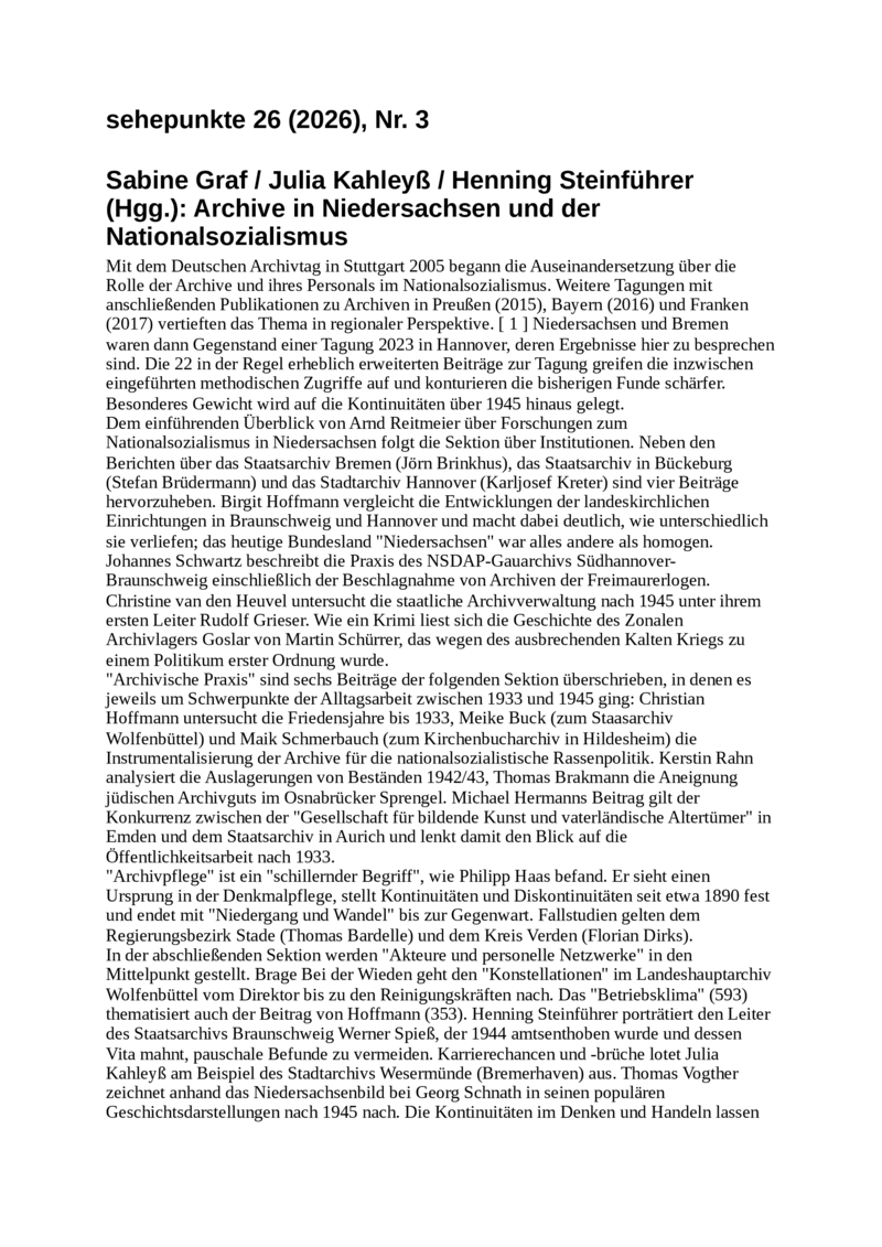 Open gallery for Archive in Niedersachsen und der Nationalsozialismus