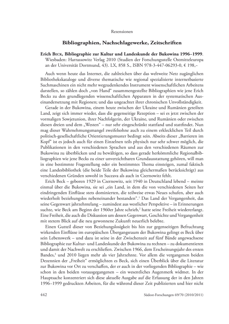 Open gallery for Bibliographie zur Kultur und Landeskunde der Bukowina 1996-1999
