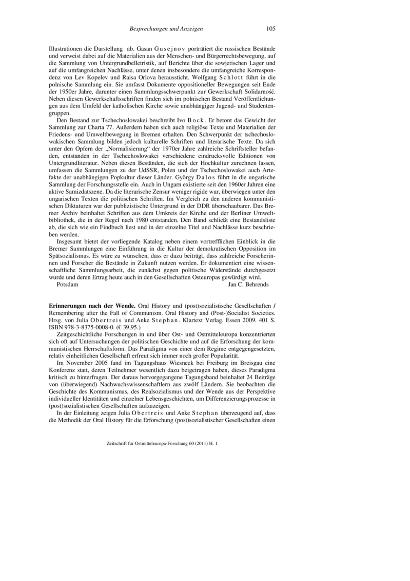 Open gallery for Erinnerungen nach der Wende. Oral History und (post)sozialistische Gesellschaften  / Remembering after the Fall of Communism. Oral History and (Post-)Socialist Societies