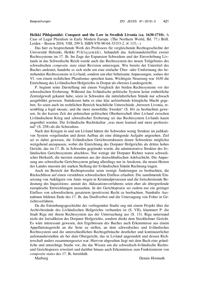 Open gallery for Conquest and the Law in Swedish Livonia (ca. 1630–1710)