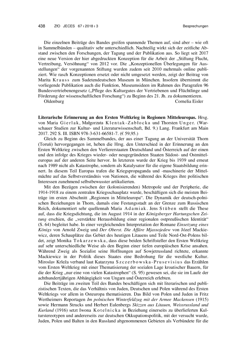 Open gallery for Literarische Erinnerung an den Ersten Weltkrieg in Regionen Mitteleuropas